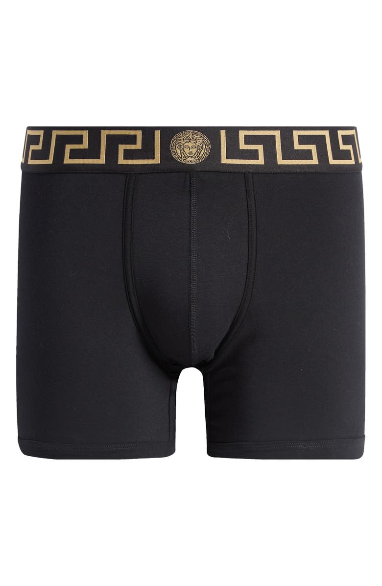 Versace Greek Key Jersey Boxer Briefs, Alternate, color, Black Gold Greek Key
