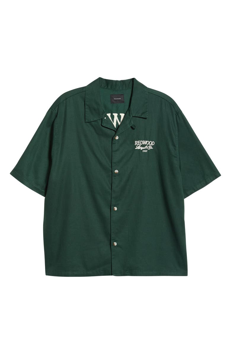 PacSun Embroidered Graphic Camp Shirt, Main, color, Green