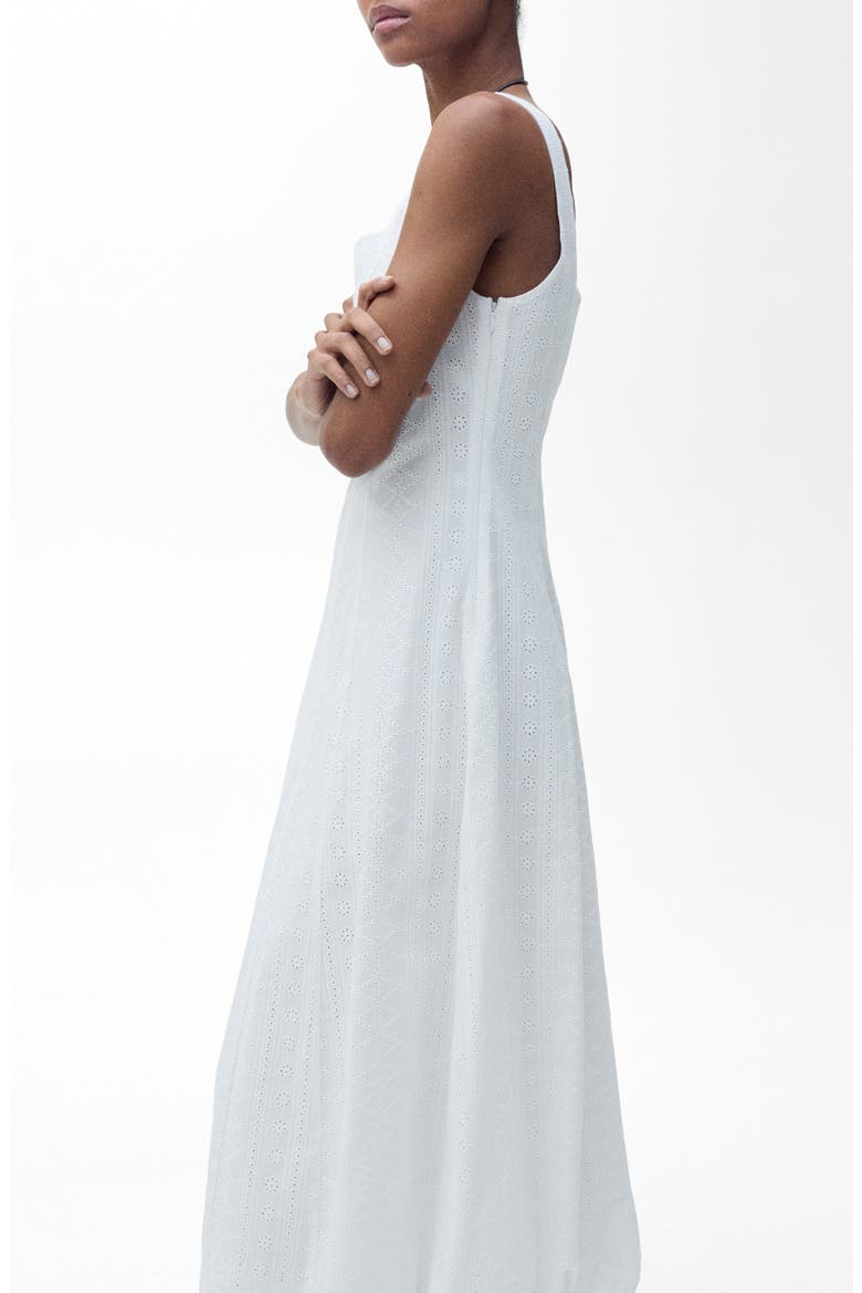 Embroidered Bubble Hem Sleeveless Midi Dress, Alternate, color, WHITE