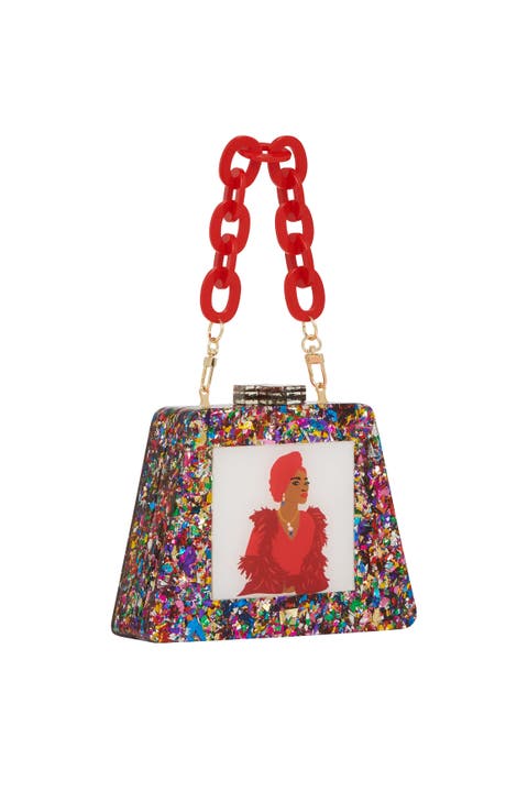 Ade Acrylic Triangular Box Clutch With Strap