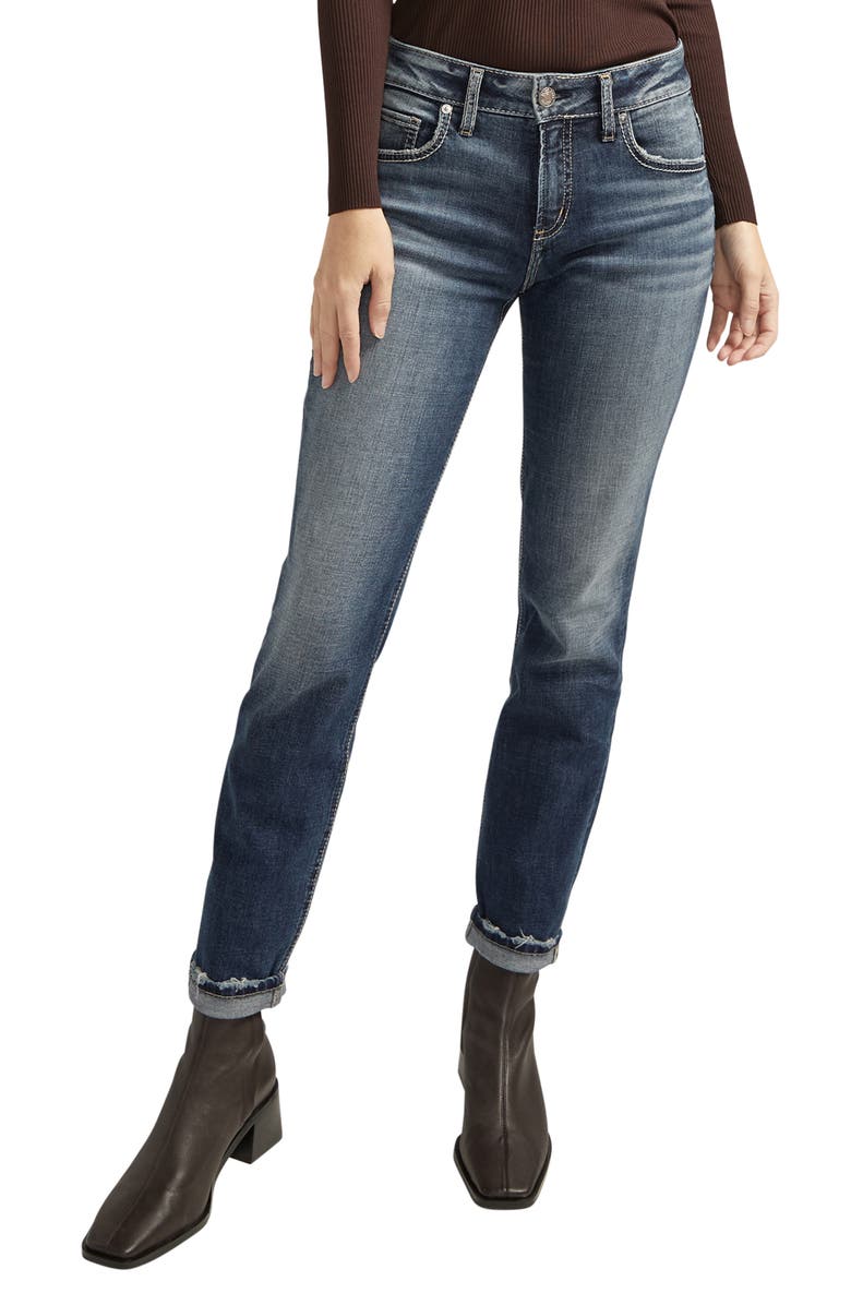 Silver Jeans Co. Boyfriend Cuff Slim Leg Jeans, Main, color, 