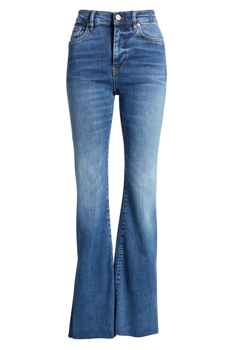 Le Easy Flare Raw Hem Jeans, Alternate, color, MERMAID