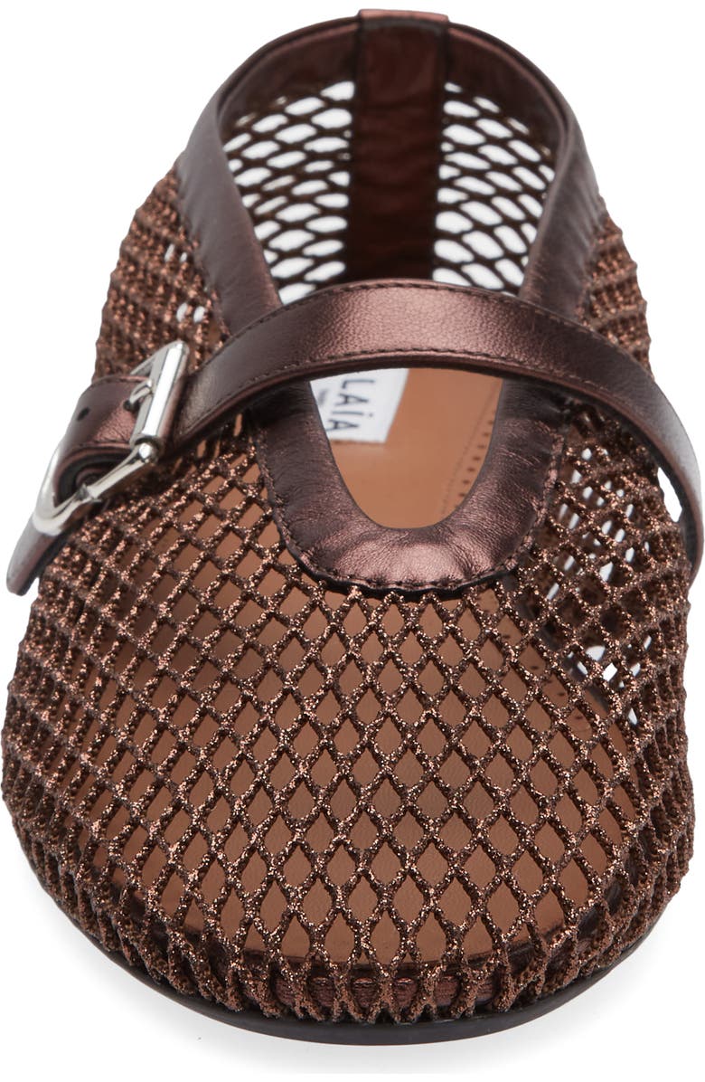 Alaïa Fishnet Ballerina Flat, Alternate, color, Bronze