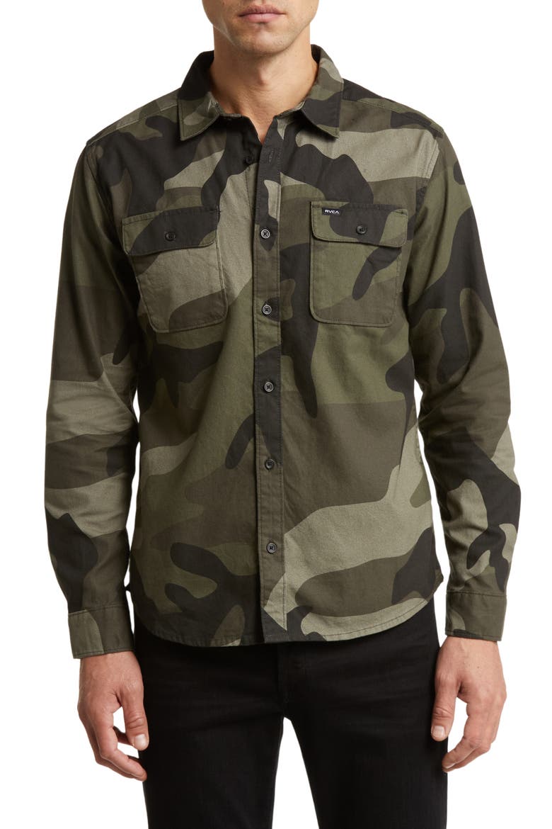 Panhandle Camo Cotton Flanne Button-Up Shirt, Main, color, CAMO