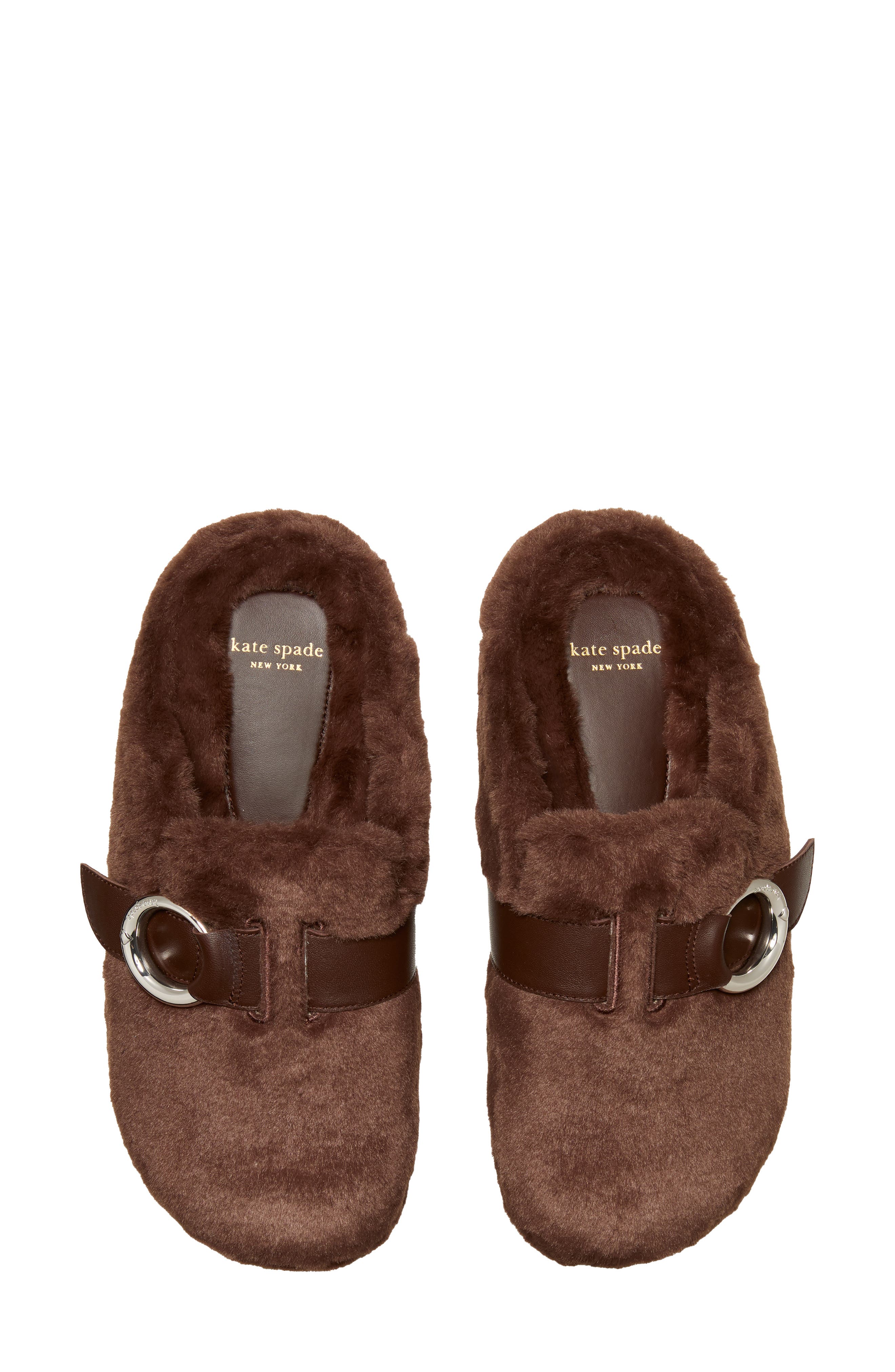 Kate Spade New York halo faux fur clog, Alternate, color, Hot Fudge