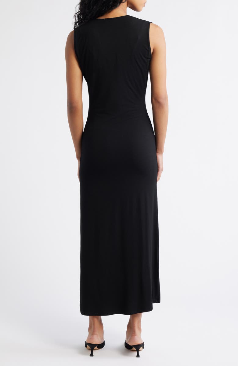 ARTLESS FOREVER Tate Plunge Neck Midi Dress, Alternate, color, Black