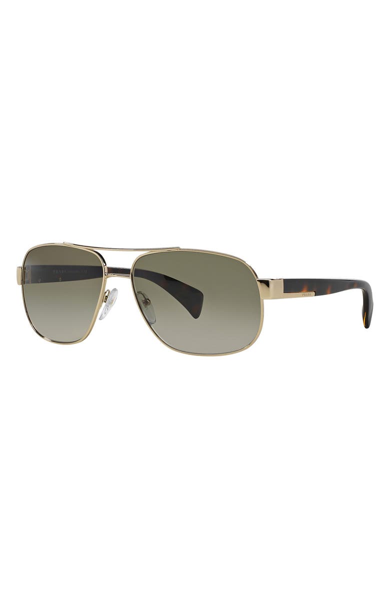 Prada 61mm Gradient Pilot Sunglasses, Alternate, color, Gld Grn