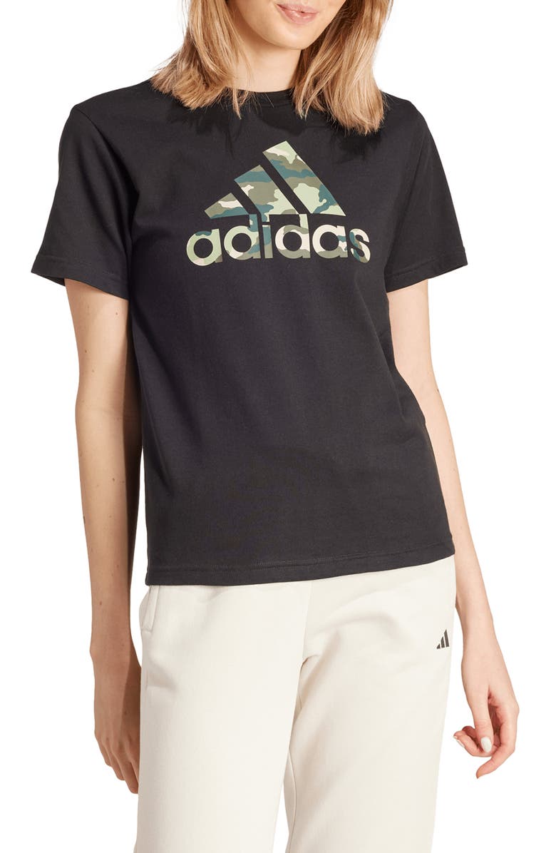 adidas Camo Logo Cotton Graphic T-Shirt, Main, color, 