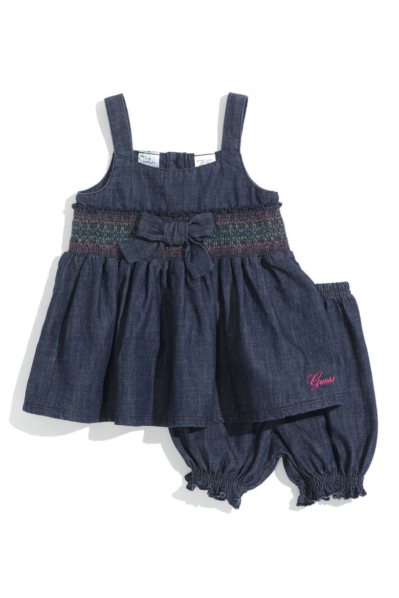 Kids Smocked Dress & Bloomers Set, Main, color, DARK STONE