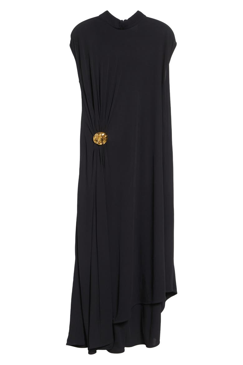 Cape Back Crepe Jersey Midi Dress, Alternate, color, 1000 BLACK