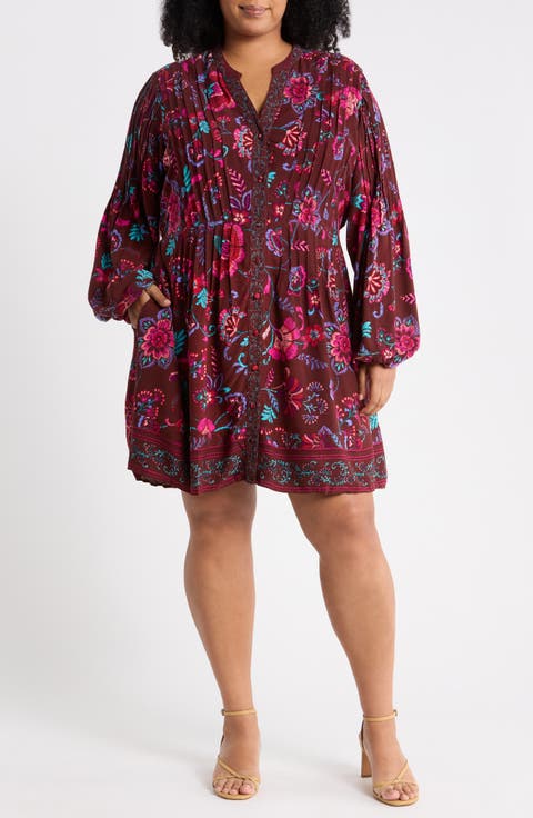 Tory Paisley Long Sleeve Babydoll Dress