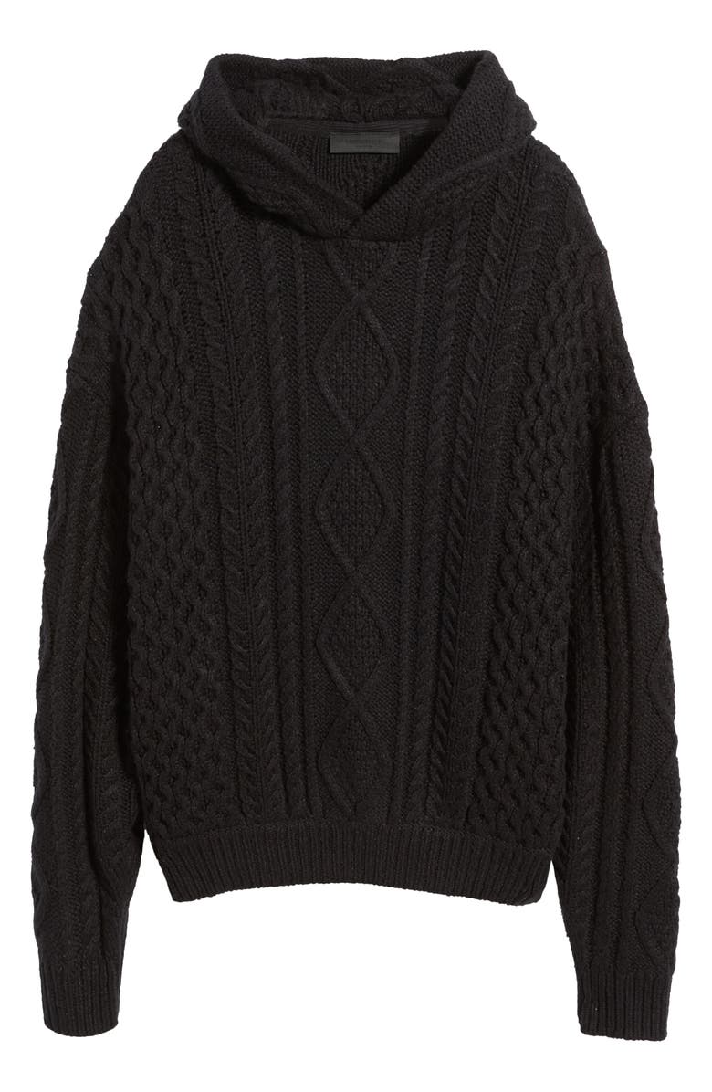 Fear of God Essentials Cable Knit Cotton Blend Hoodie, Alternate, color, 