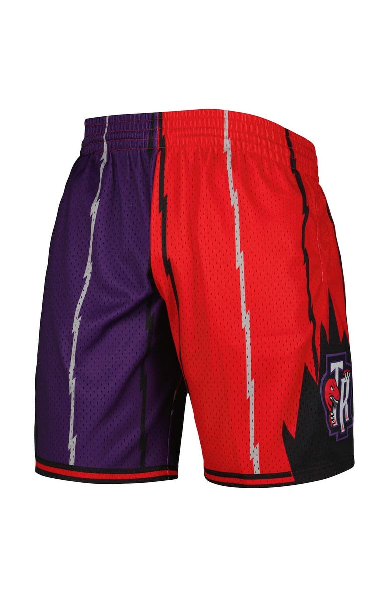 Mitchell & Ness Men's Mitchell & Ness Purple/Red Toronto Raptors Hardwood Classics 1998 Split Swingman Shorts, Alternate, color, 