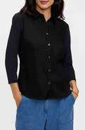 Foxcroft Dina Knit Three Quarter Sleeve Button-Up Shirt