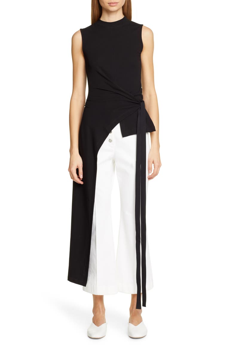 Split Apron Wrap Tee, Main, color, BLACK