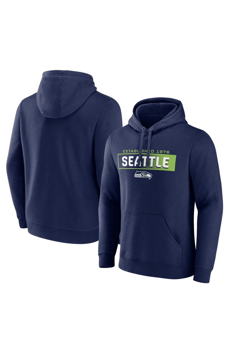 FANATICS Men's Fanatics Branded College Navy Seattle Seahawks Down The Field Pullover Hoodie, Main, color, 