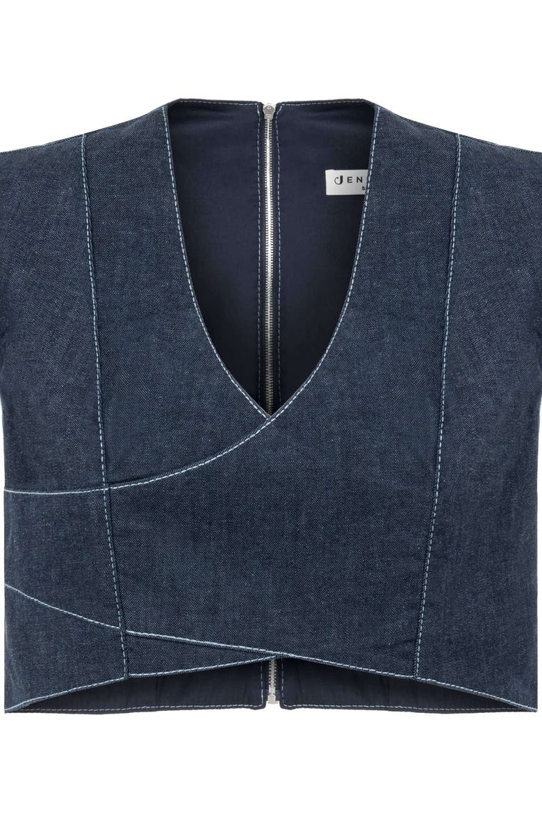 Vonk Crop Denim Top - Stylish Women's Jean Vest, Alternate, color, Blue