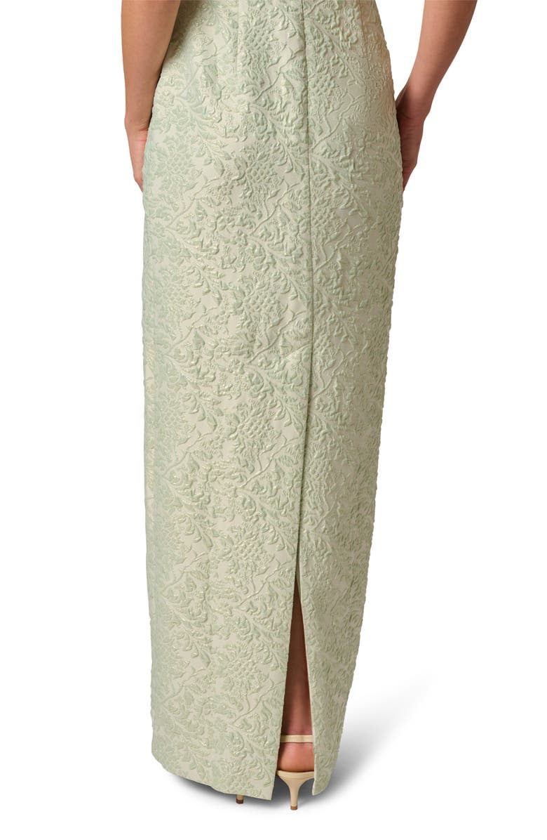 Adrianna Papell Glitter Jacquard Strapless Gown, Alternate, color, Mint Glaze