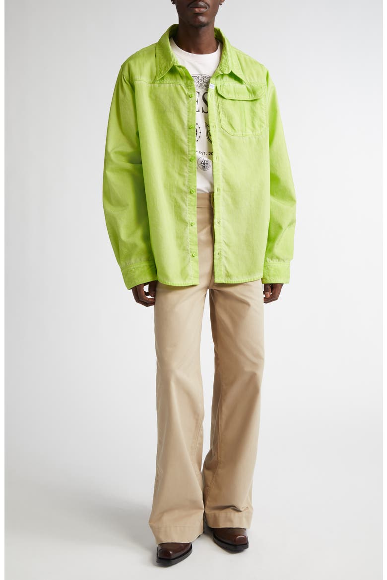 Cargo Button-Up Shirt, Alternate, color, GREEN LIME GREEN