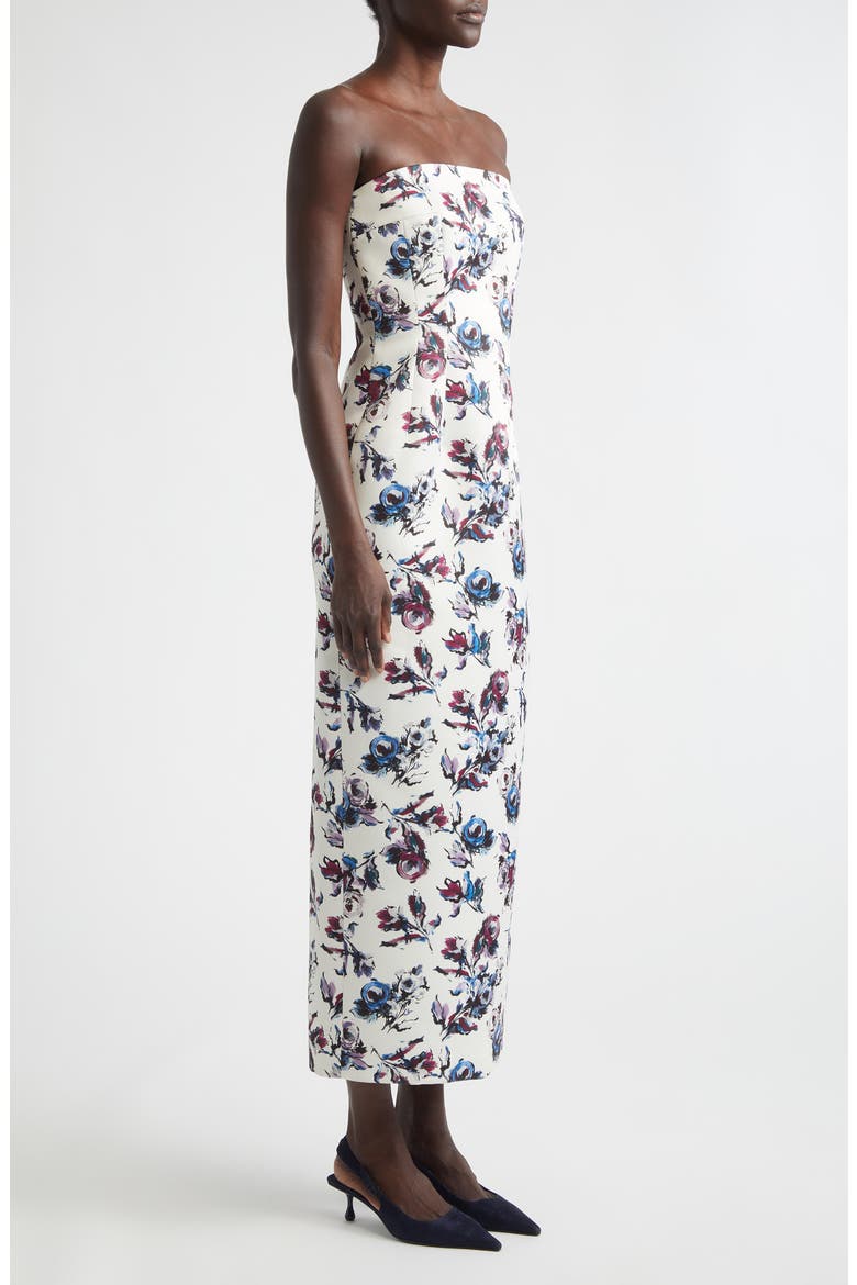 Laelia Floral Strapless Gown, Alternate, color, FLORAL PURPLE/BLUE ON IVORY