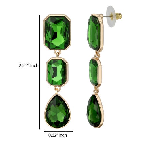 Jessica Simpson Green Crystal Drop Earrings In Green