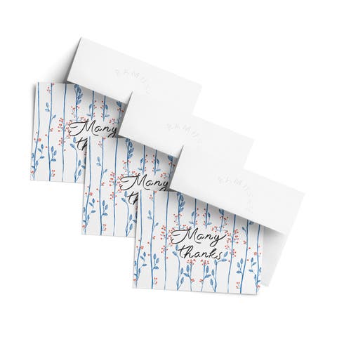 Thank You Greeting Card Pack (3ct) "Many Thanks Flower Cascade"