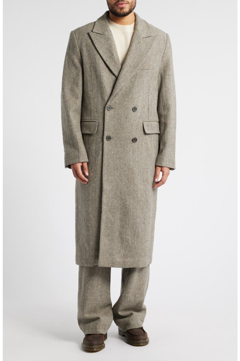 Manor Herringbone Tweed Wool & Silk Coat, Main, color, GREY HERRINGBONE
