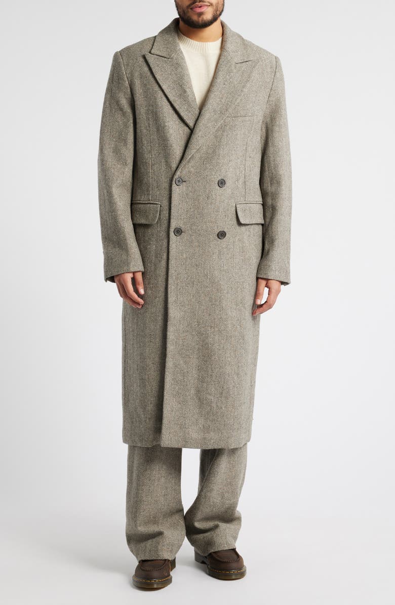 Elwood Manor Herringbone Tweed Wool & Silk Coat, Main, color, 