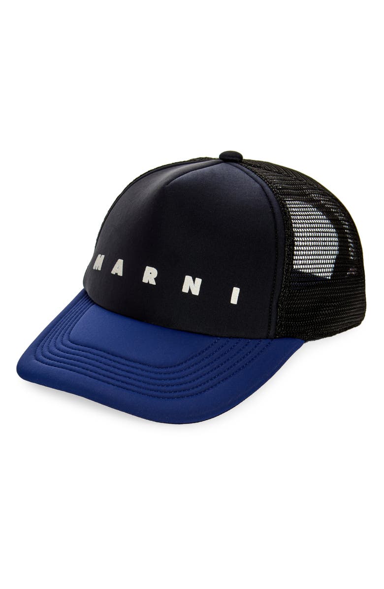 Marni Logo Graphic Trucker Hat, Main, color, 
