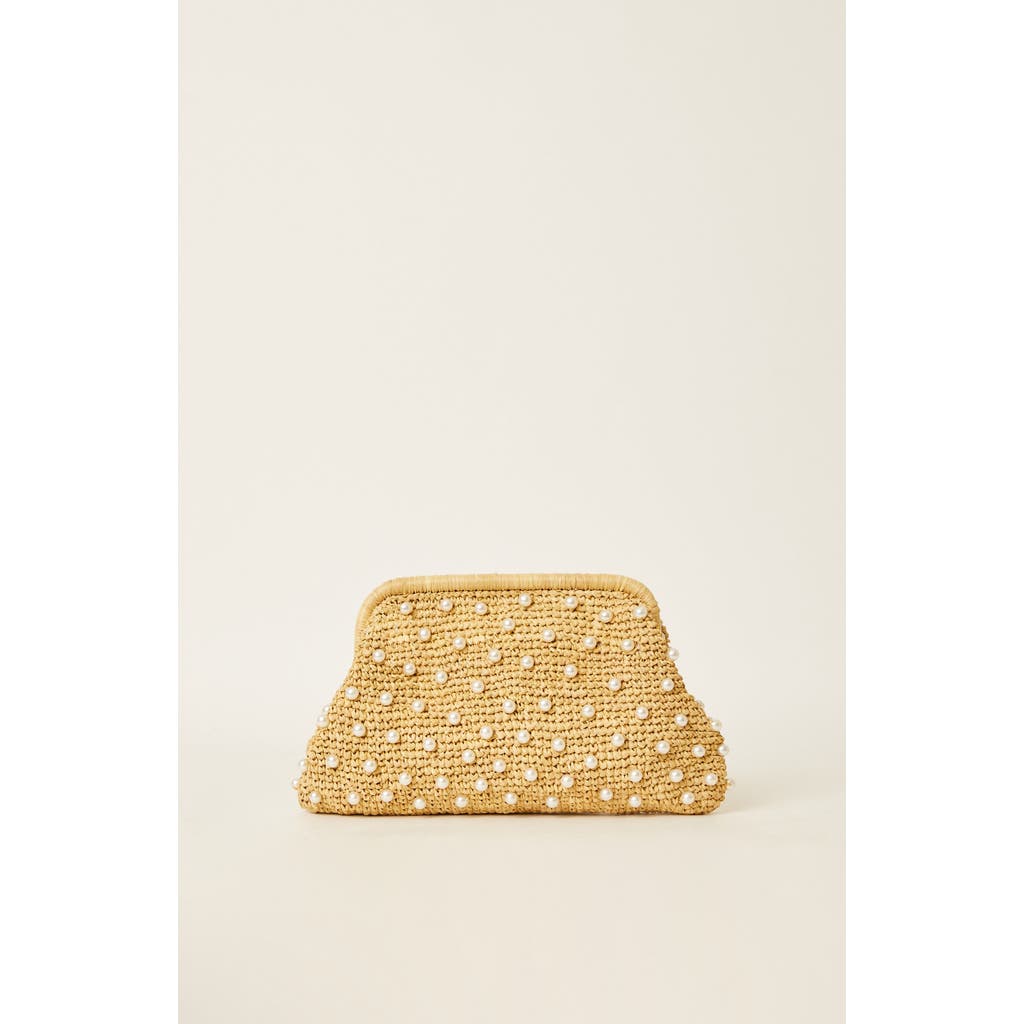 Btb Los Angeles Briar Pearl Clutch In Natural