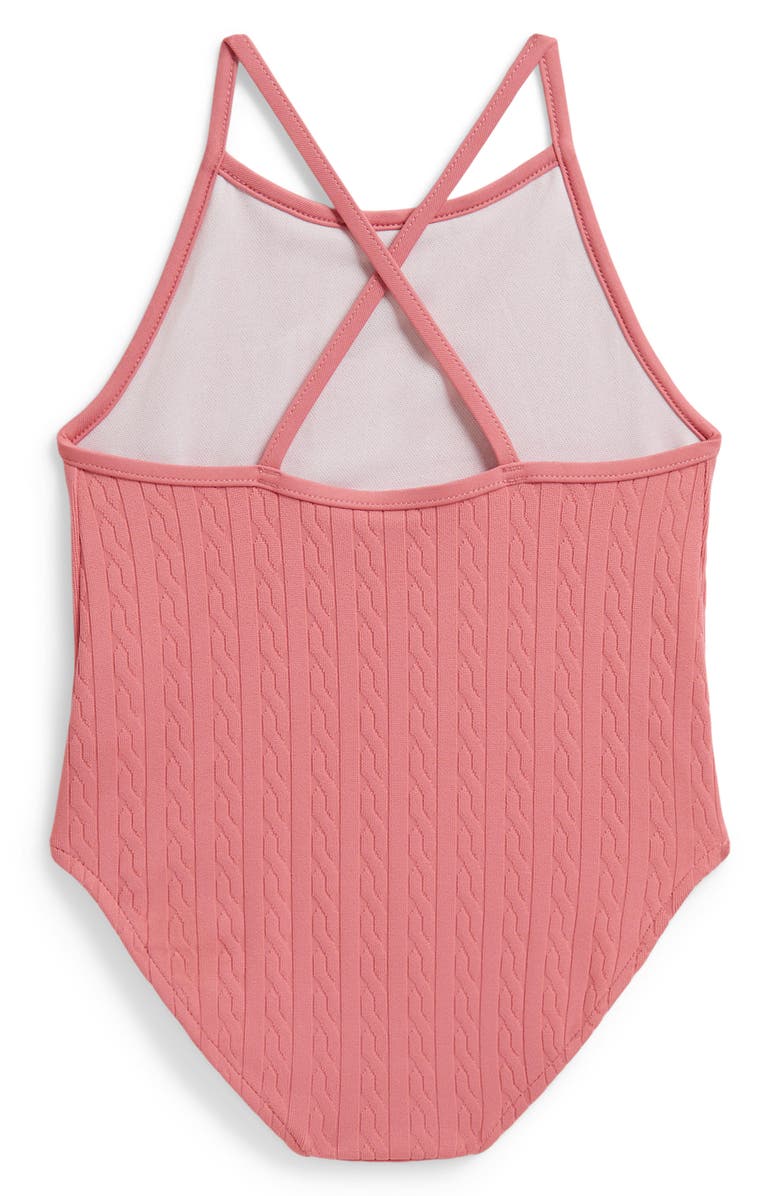 Ralph Lauren Kids' Cable One-Piece Swimsuit, Alternate, color, Desert Rose