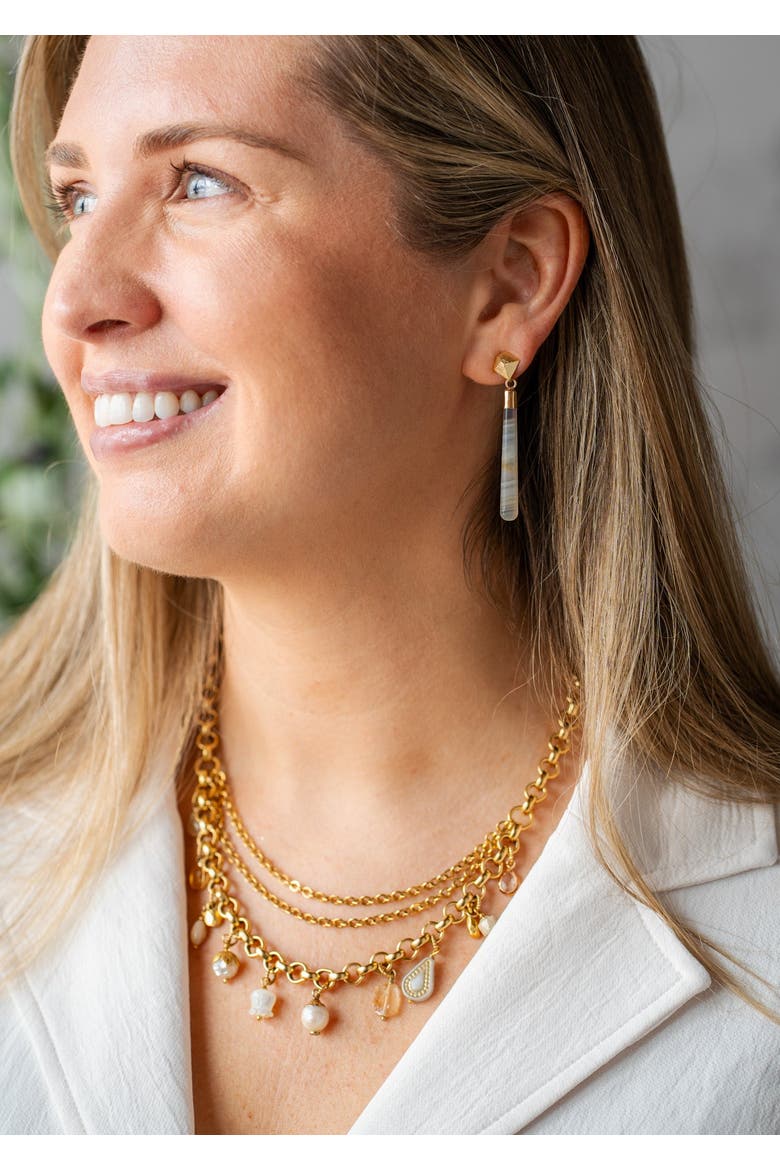 Earthtone Charm Necklace, Alternate, color, Gold