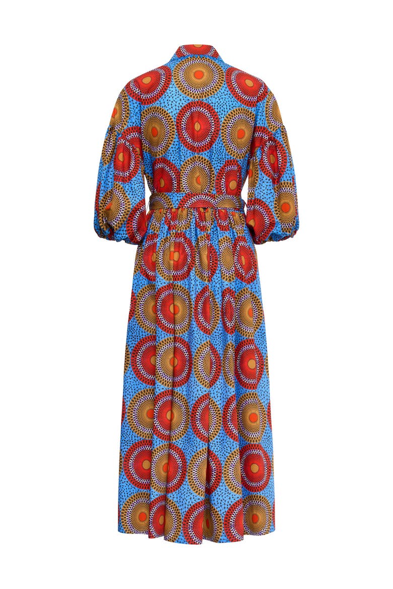 Printed Dress With Macrame Piping, Alternate, color, Blue Multicolour