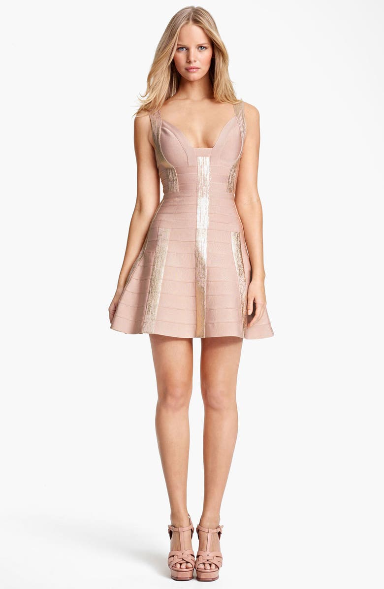 Herve Leger A-Line Bandage Dress, Main, color,