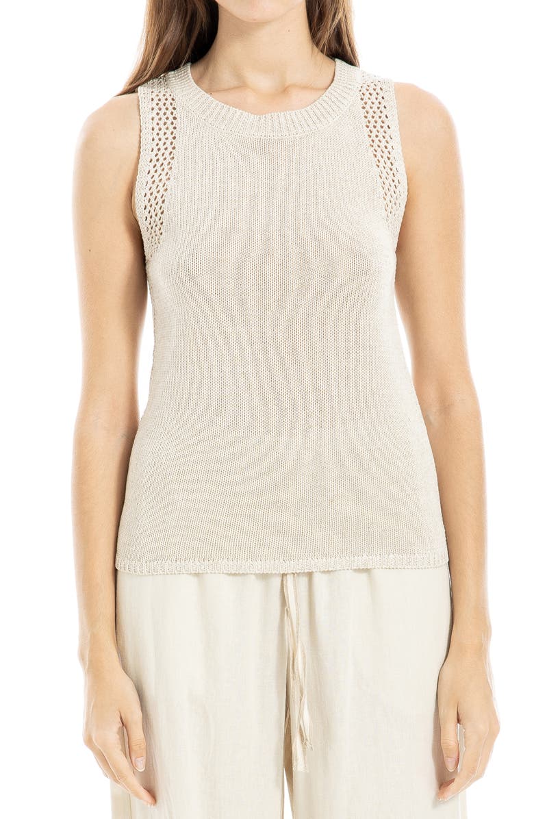 MAX STUDIO Pointelle Stitch Crocheted Tank, Alternate, color, Oyster