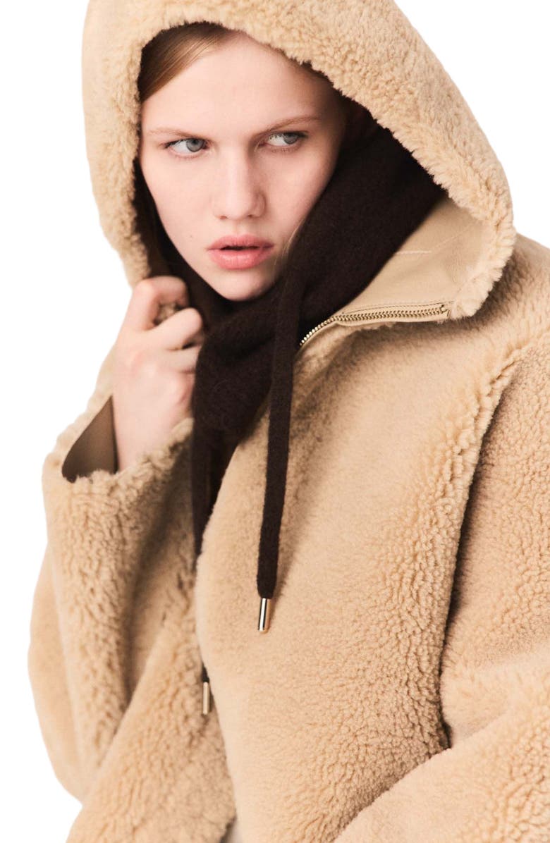 maje Reversible coat with hood, Alternate, color, Camel