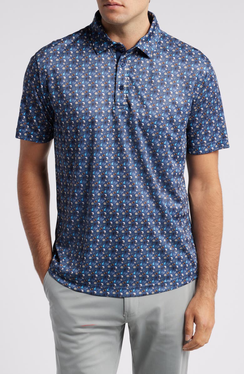 Swannies Joe Tailgate Print Golf Polo, Main, color, Navy