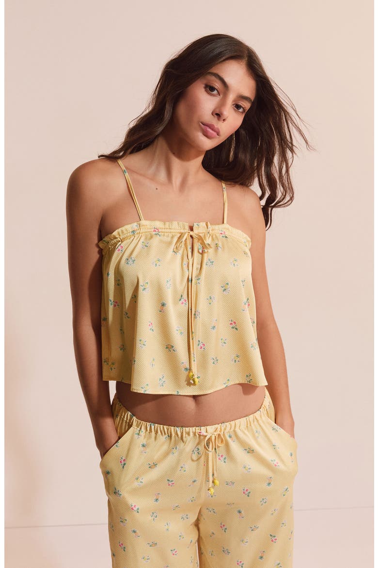 Baie Crop Pajama Camisole, Alternate, color, ACID YELLOW