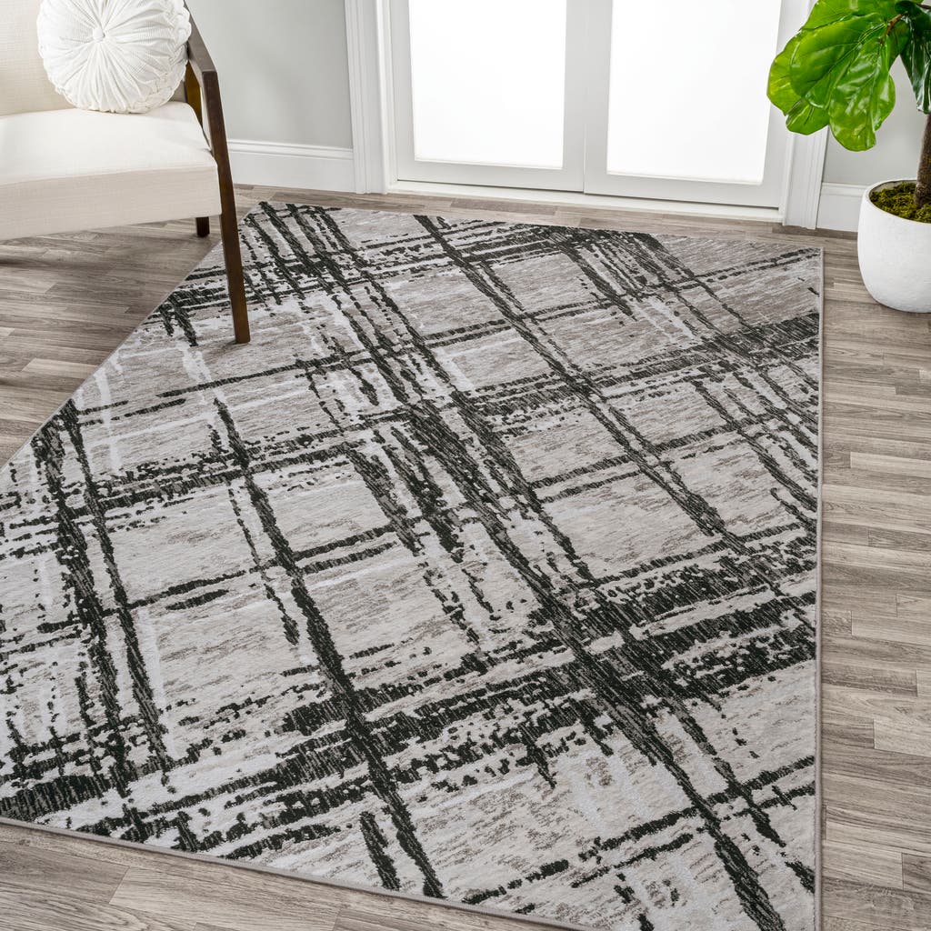 Jonathan Y Slant Modern Abstract Area Rug In Black/gray