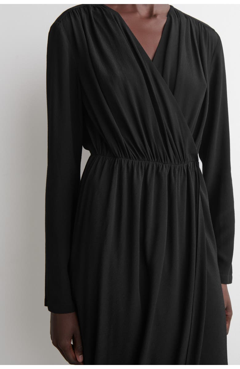 COS Gathered Midi Wrap Dress, Alternate, color, Black