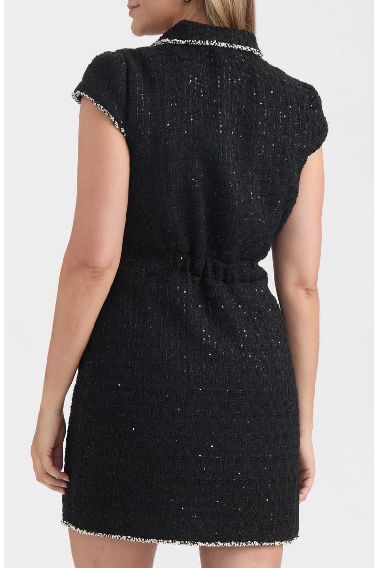 Cap Sleeve Tweed Dress, Alternate, color, BLACK