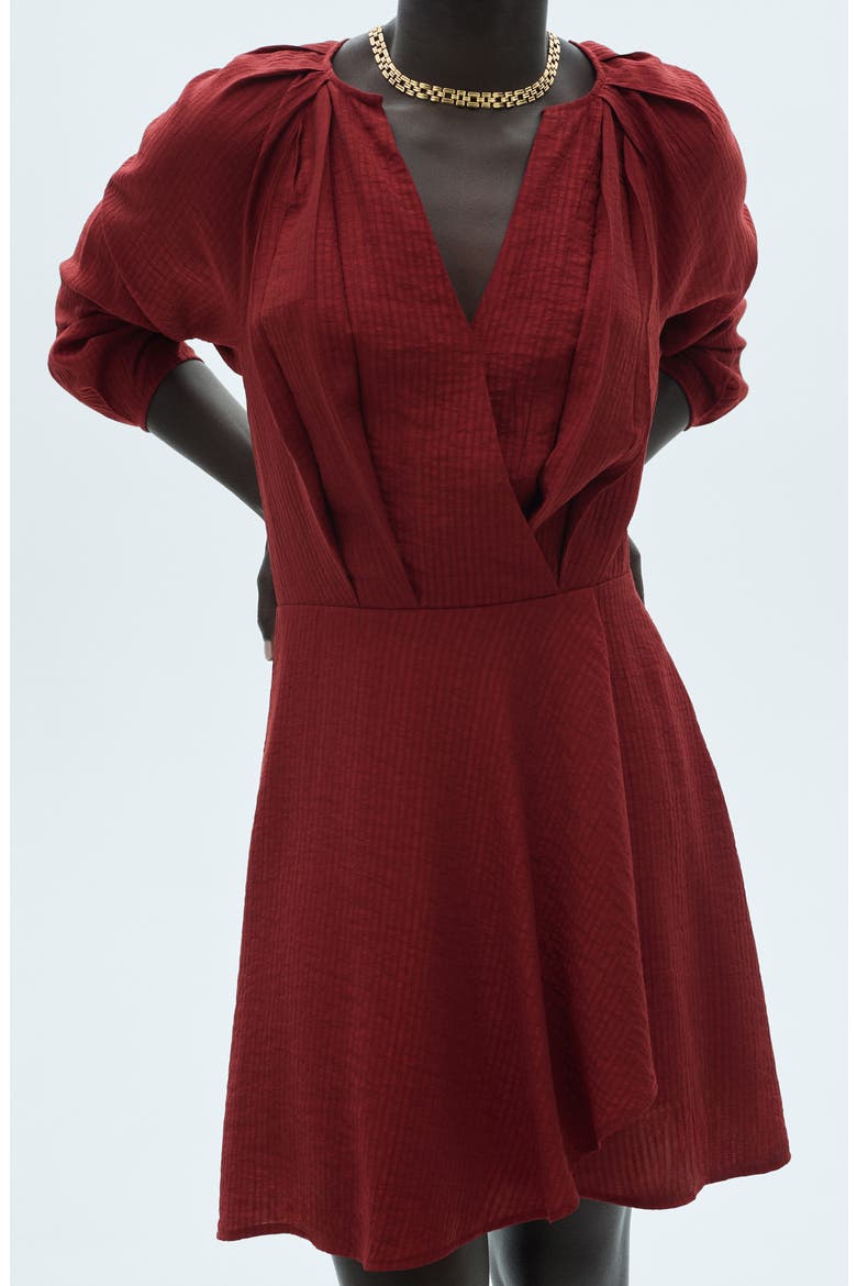 Textured Long Sleeve Dress, Alternate, color, MAROON
