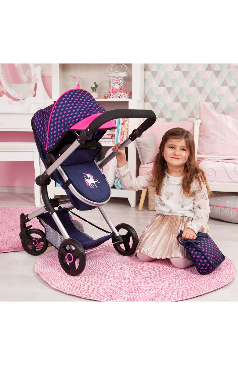 Bayer Design Vario Doll Pram with Adjustable Reversible Handle, Holds Dolls up to 52cm, Main, color, Multicolored