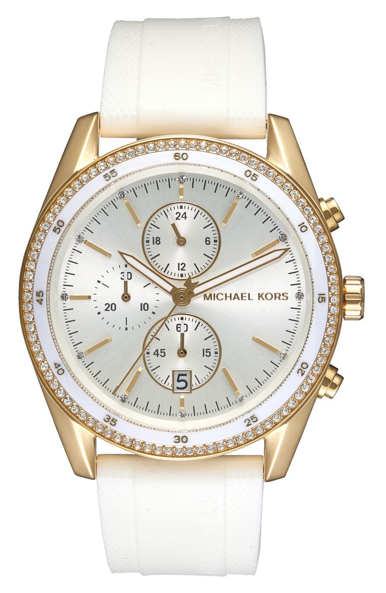 Michael Kors Hadyn Chronograph Silicone Strap Watch, 42mm, Main, color, 
