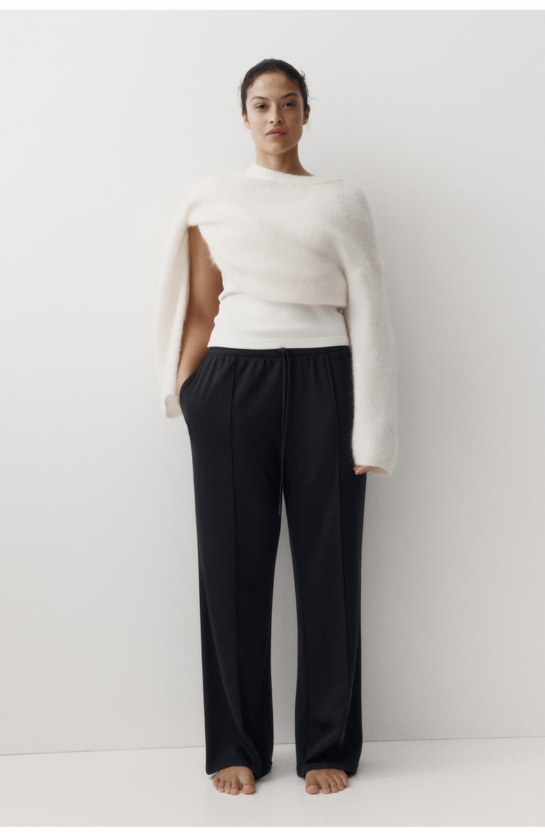H&M Wide Crease-front Joggers, Alternate, color, Black