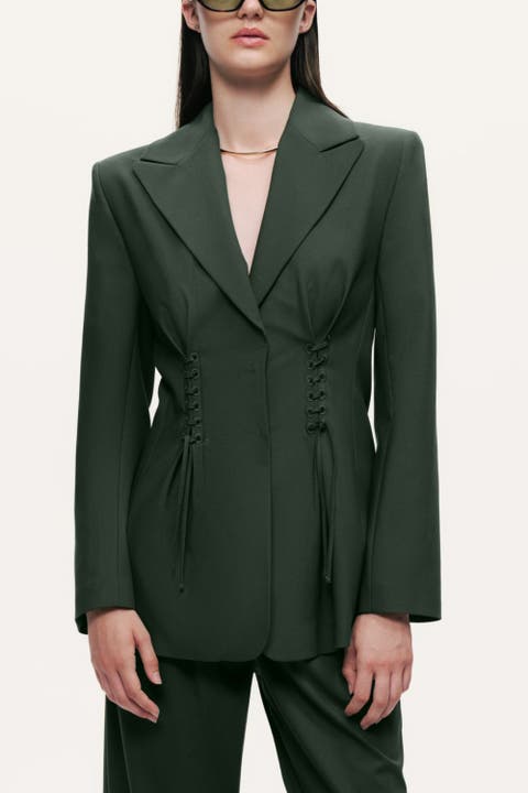 Lace-Up Waist Tailored Blazer