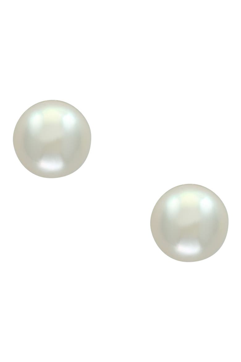 14K Yellow Gold Akoya 6x6.5mm Pearl Stud Earrings, Main, color, WHITE