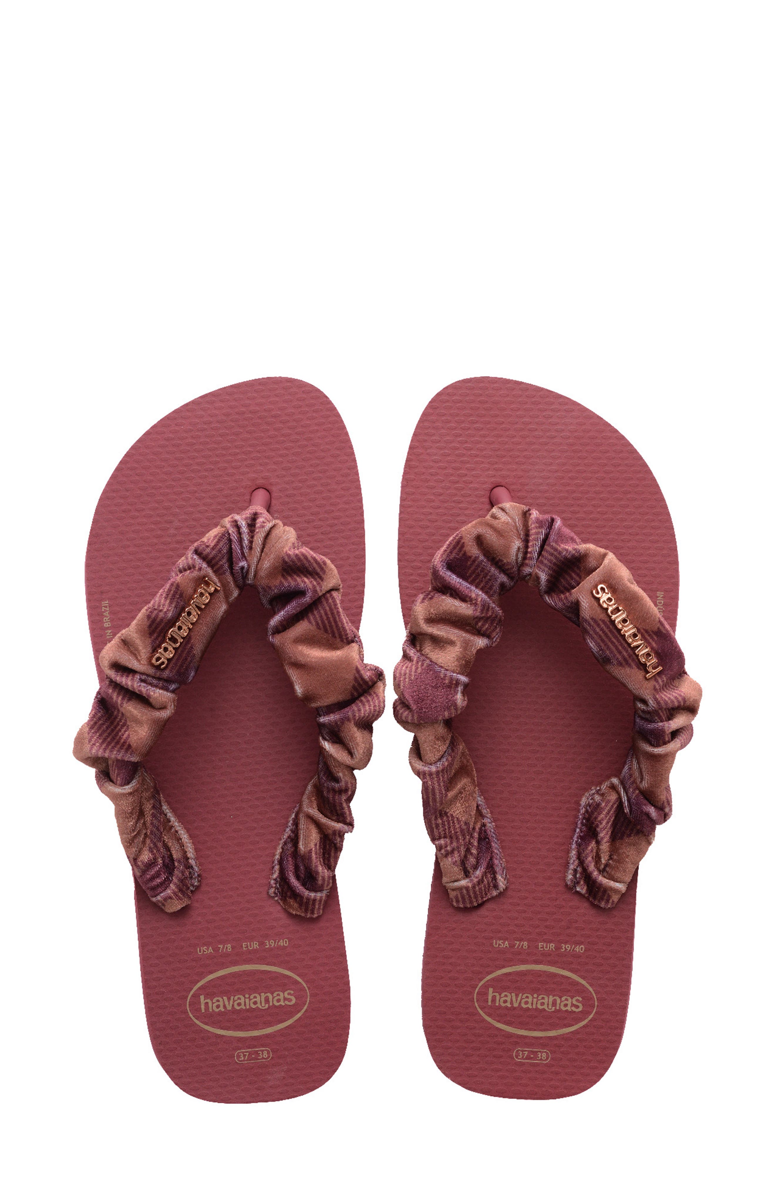 Top Scrunchie Flip Flop, Alternate, color, AMARANTH