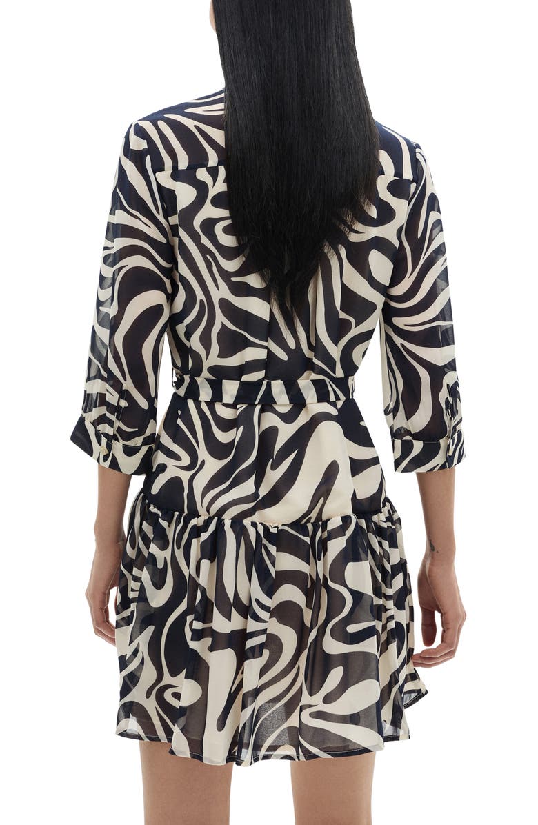 MANGO Print Tie Waist Long Sleeve Dress, Alternate, color,
