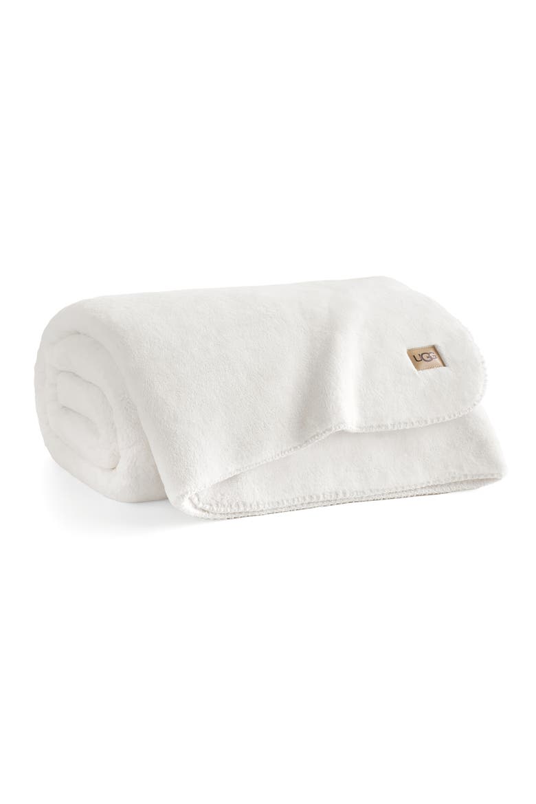 Sage Plush Throw Blanket, Main, color, SNOW